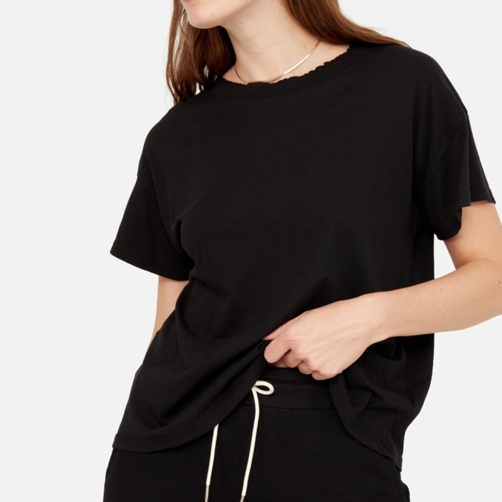 MATE The Label, Organic Cotton Raw-Neck Boxy Tee; Black, Size Xs Worn Just Once.